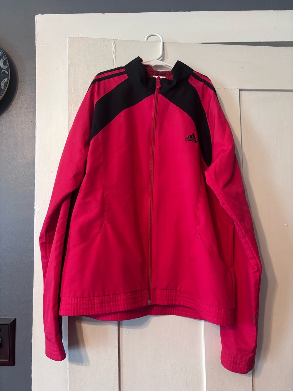 adidas red and Black Full-Zip Athletic Jacket